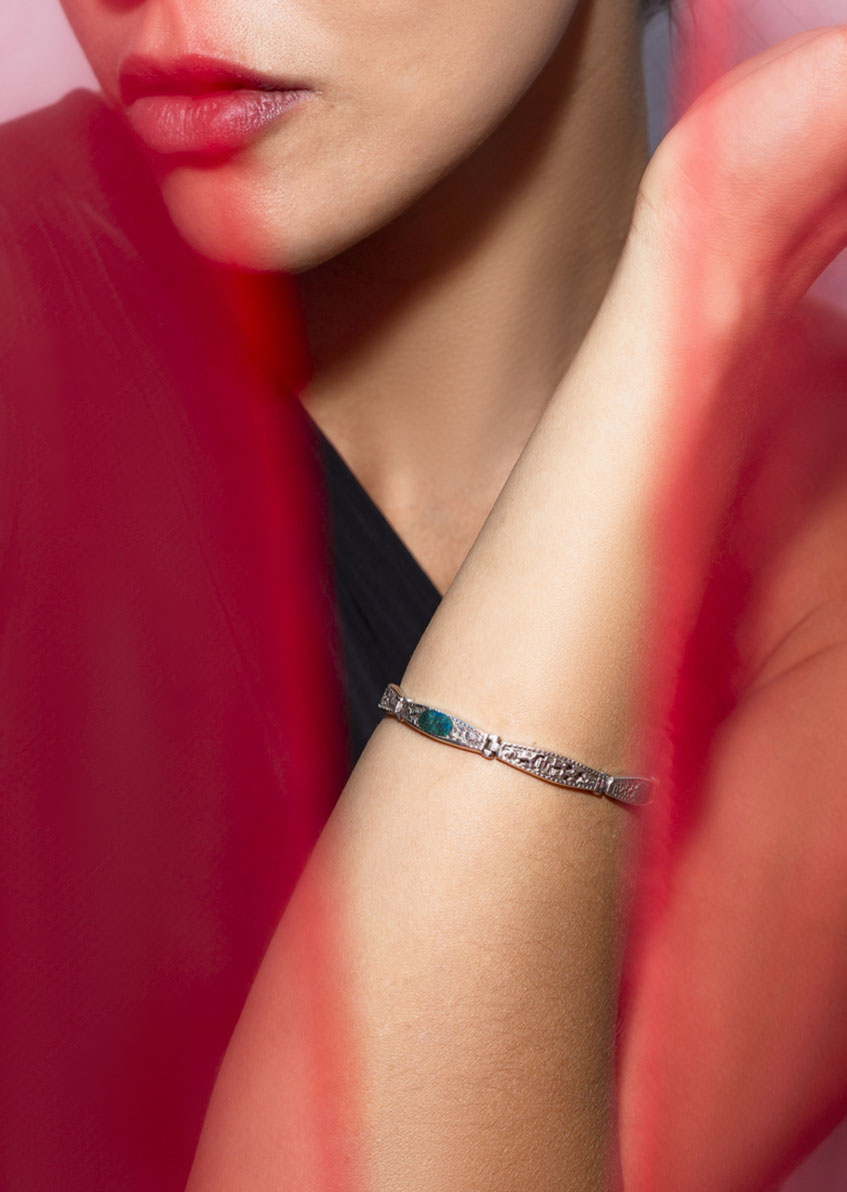 Pulsera Plata Piedra Verde